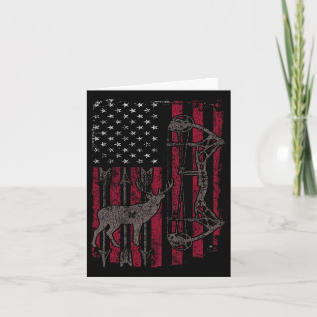 Carte Drapeau américain Deer Bow Chasse Patriotique Dist (Devant)