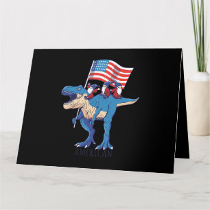 Carte Drapeau américain Dinosaur TRex Gno