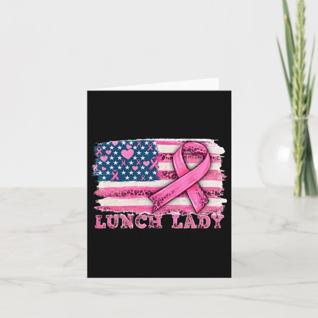 Carte Drapeau américain Drapeau rose Ruban Cancer du sei (Devant)