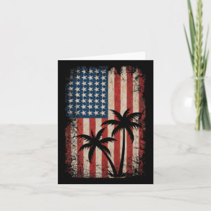 Carte Drapeau américain du 4 juillet Palmiers Usa Amériq