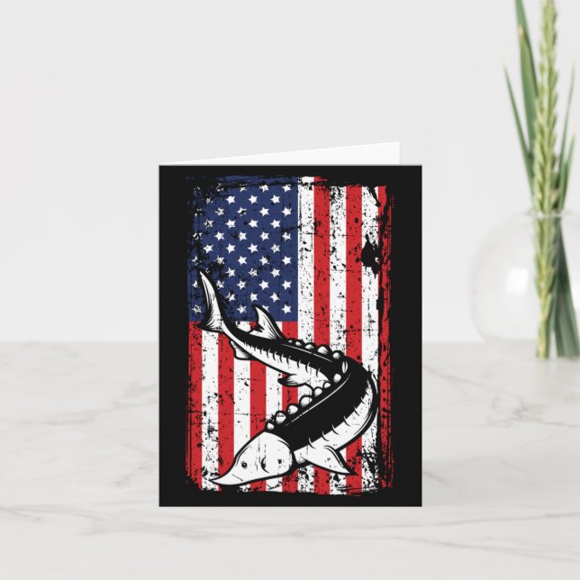 Carte Drapeau américain du 4 juillet pêche de l'esturgeo (Devant)