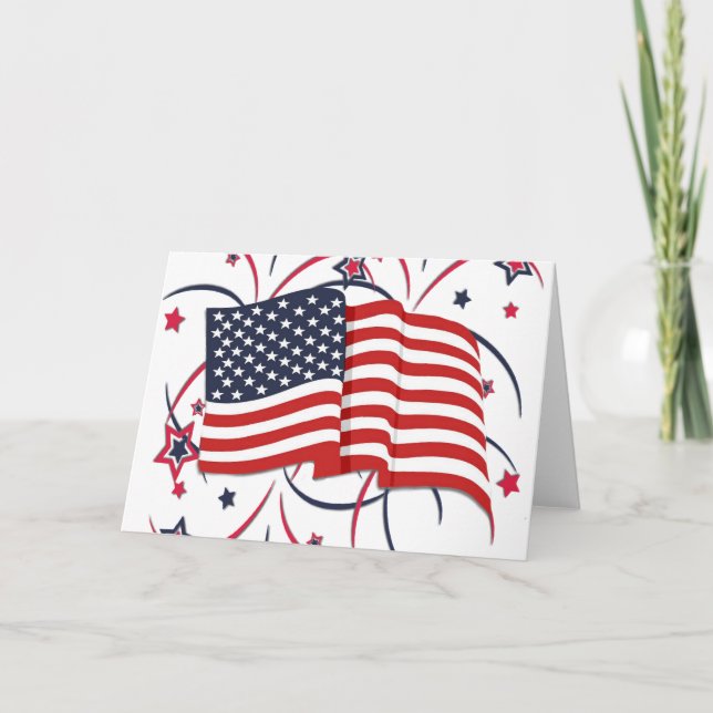Carte Drapeau américain et feux d'artifice à l'intérieur (Devant)