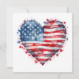 Carte Drapeau américain étoiles bandes cœur patriotique