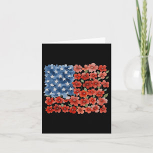 Carte Drapeau Américain Fleur Rétro Usa Patriotique 4ème