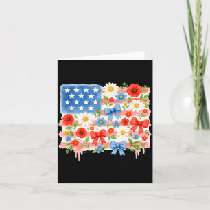 Carte Drapeau américain floral avec rubans 4 juillet et