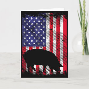 Carte Drapeau américain G Animal de ferme vintage Patrio