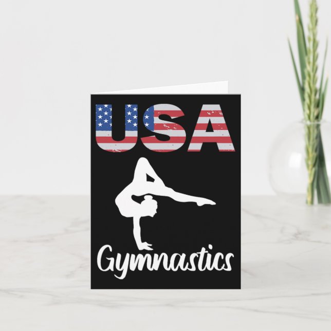Carte Drapeau Américain Gymnastique Tee Gymnaste 4e De J (Devant)