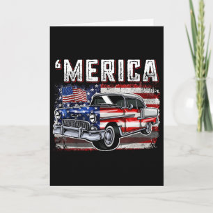 Carte Drapeau américain Merica Vieille voiture 4 juillet