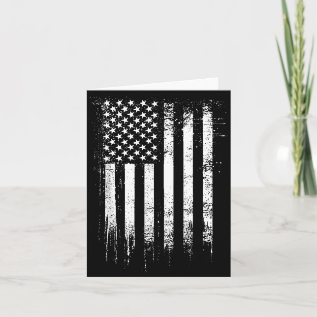 Carte Drapeau Américain Noir en Détresse (Devant)