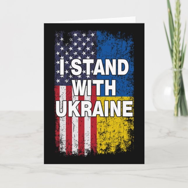 Carte Drapeau Américain Nous Soutenons Le Drapeau Ukrain (Devant)
