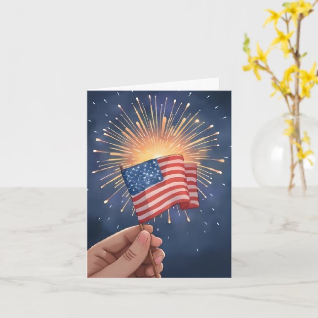 Carte Drapeau Américain Patriotique (Fleur jaune)