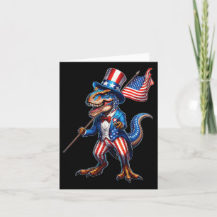 Carte Drapeau américain patriotique 4 juillet T-rex Dino
