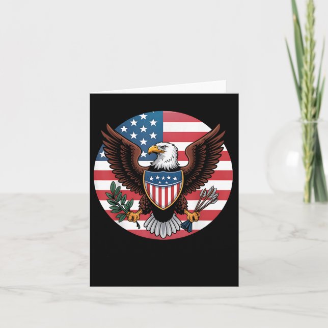 Carte Drapeau Américain Patriotique Usa Eagle Shield 4èm (Devant)