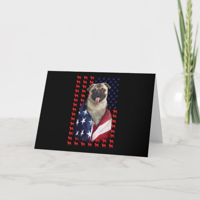 Carte Drapeau américain Puggy (Devant)