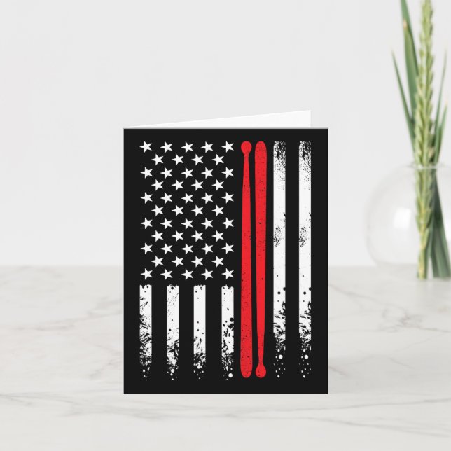 Carte Drapeau américain Retro Music Drummer Drum Stick 4 (Devant)