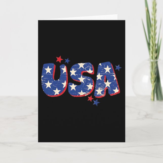 Carte Drapeau Américain Sasquatch Avec Bigfoot UFO Alien (Devant)