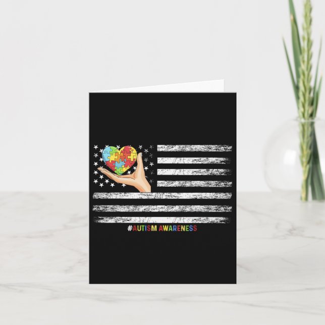 Carte Drapeau Américain sensibilisation sur l'autisme Ma (Devant)