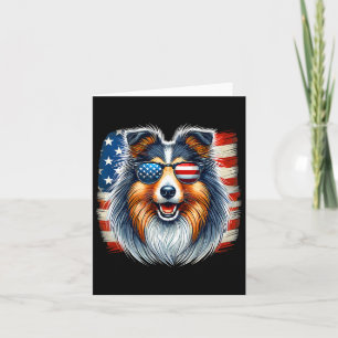 Carte Drapeau américain Shetland Sheepdog Sheltie 4 juil