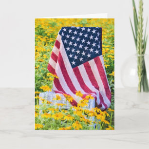 Carte Drapeau américain sur chaise aquarelle