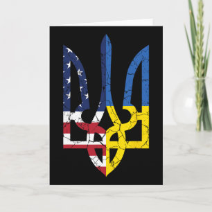 Carte Drapeau américain ukrainien Symbole Amour Soutien 