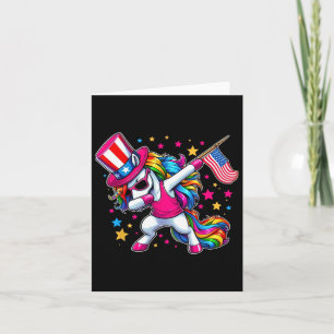 Carte Drapeau américain Unicorn 4 juillet Oncle Sam Girl