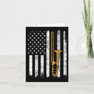 Carte Drapeau américain Usa Trombone - Tromboniste Amour