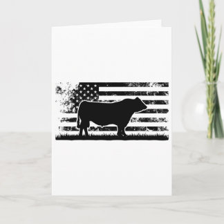 Carte Drapeau américain Usa - Vache America Cow Black An