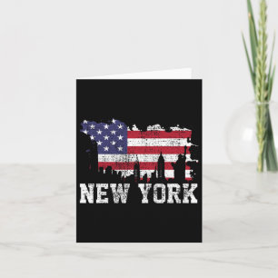 Carte Drapeau américain vintage New York City Nyc Skylin