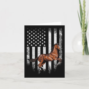 Carte Drapeau américain vintage Thoroughbred Horse Horse