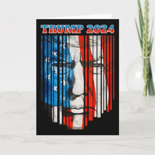 Carte Drapeau américain visage Trump Vintage Donald Trum