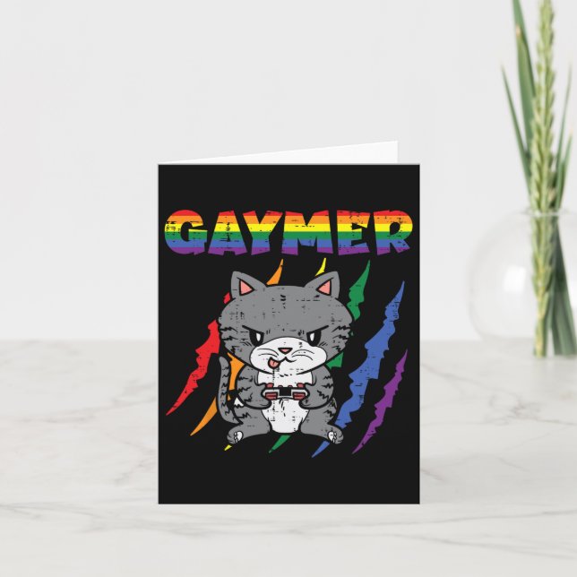 Carte Drapeau arc-en-ciel LGBTQ de jeu vidéo de chat de  (Devant)