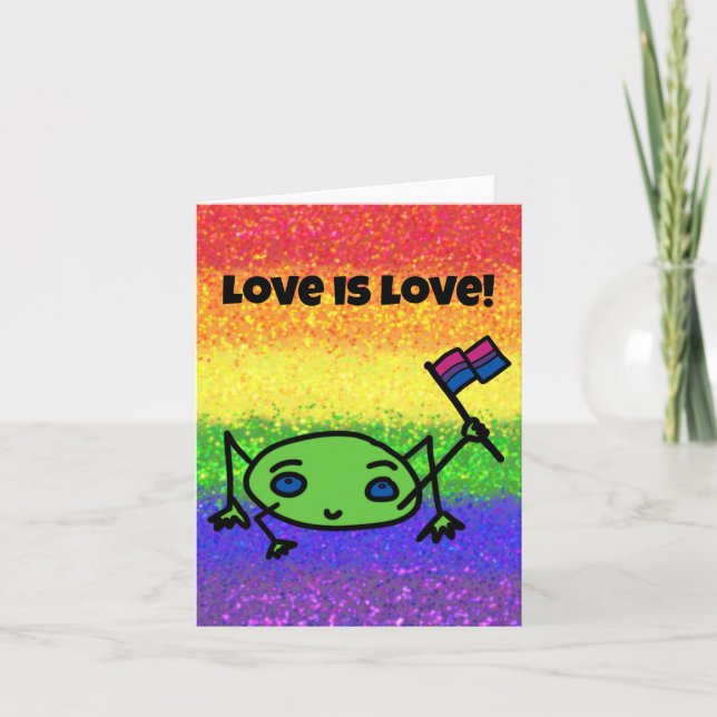 Carte drapeau bisexuel LGBTQIA  Love is Love avec  (Devant)