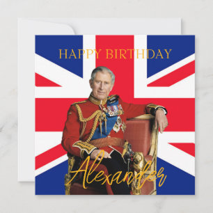 Carte Drapeau britannique du roi Charles III nom personn