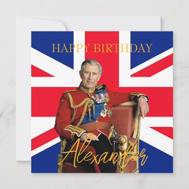 Carte Drapeau britannique du roi Charles III nom personn (Devant)