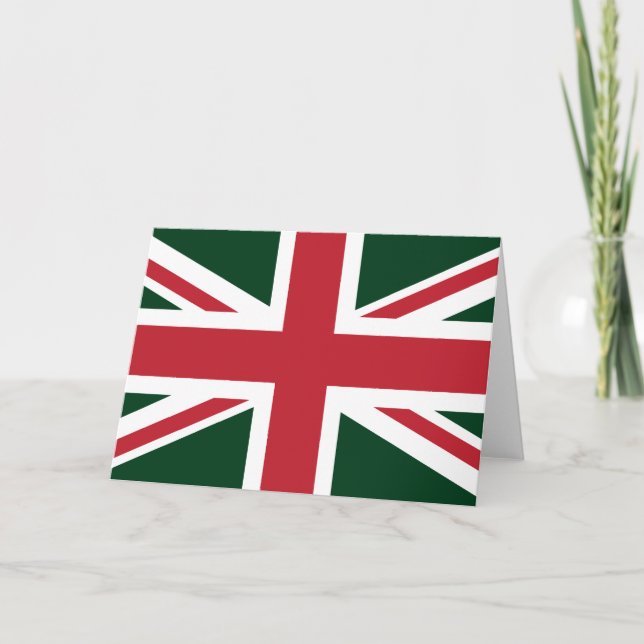 Carte Drapeau cool vert foncé rouge Union Jack britanniq (Devant)