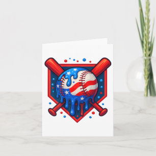 Carte Drapeau de base-ball Crème de glace 4 juillet Drap
