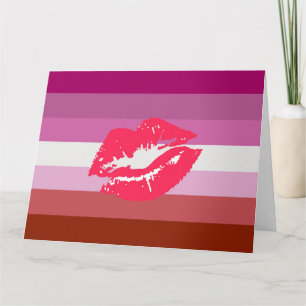 Carte Drapeau de fierté lesbienne au rouge à lèvres