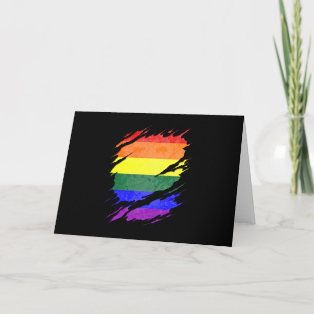 Carte Drapeau de fierté LGBTQ Révélation arrachée (Devant)