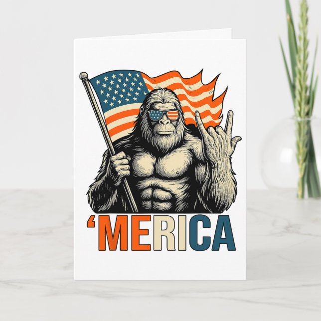 Carte Drapeau de gorille ‘merica Lunettes de soleil drôl (Devant)