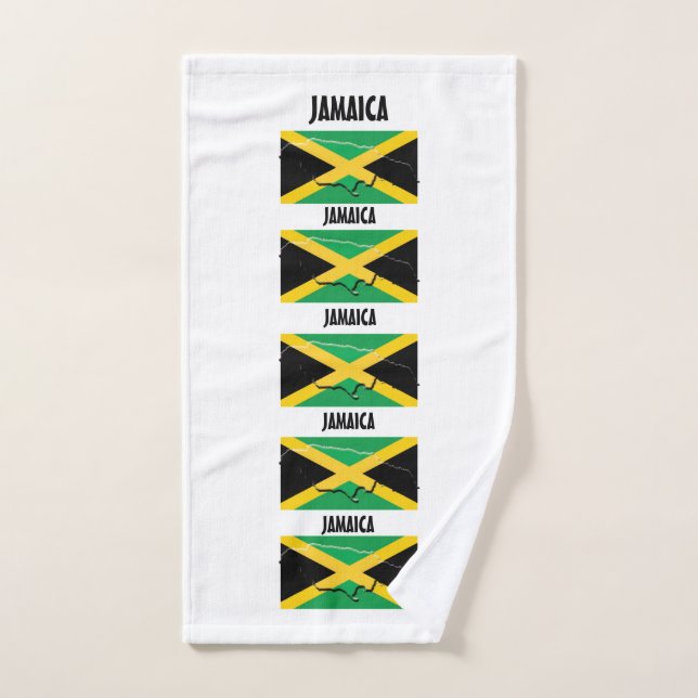 CARTE DRAPEAU DE JAMAÏQUE PRÉSENTATION Blanc perso (Serviette à main)
