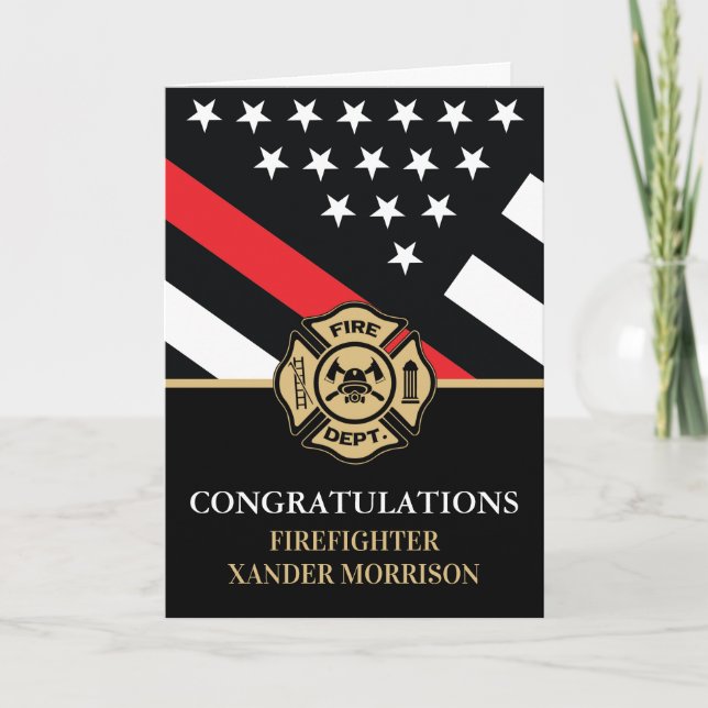 Carte Drapeau de la ligne rouge des pompiers, graduation (Devant)