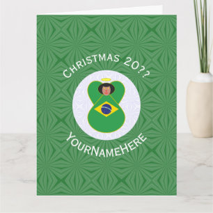 Carte Drapeau de l'ange de Noël personnalisé brésilien