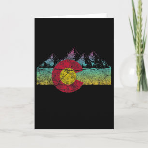 Carte Drapeau de l'État Rétro Colorado Montagnes Rocheus