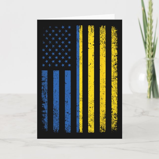 Carte Drapeau de l'Ukraine 4 juillet États-Unis Drapeau  (Devant)