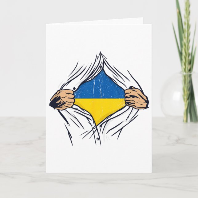 Carte Drapeau de l'Ukraine pour les Ukrainiens avec fier (Devant)