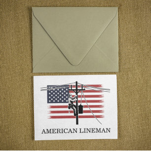 Carte Drapeau de Monteur de lignes américain - Électrici