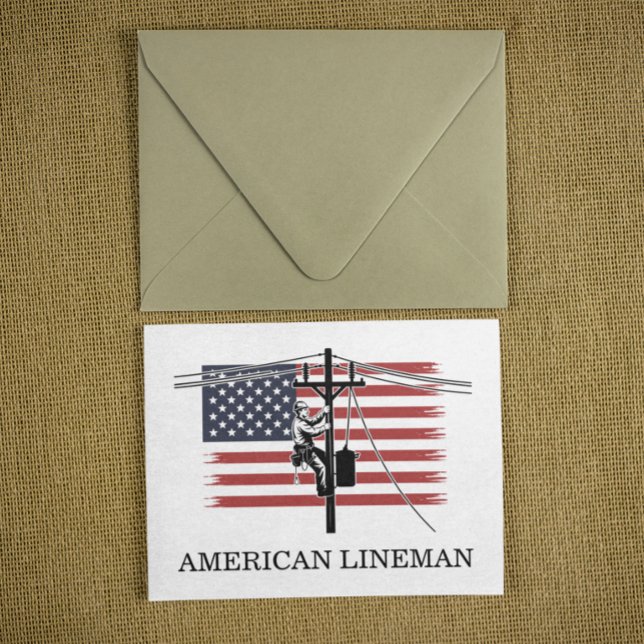 Carte Drapeau de Monteur de lignes américain - Électrici (American Lineman Flag – Electrician & Utility Work Greeting Card)