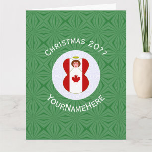 Carte Drapeau de Noël ange canadien personnalisé