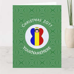 Carte Drapeau de Noël ange roumain Personnalisé