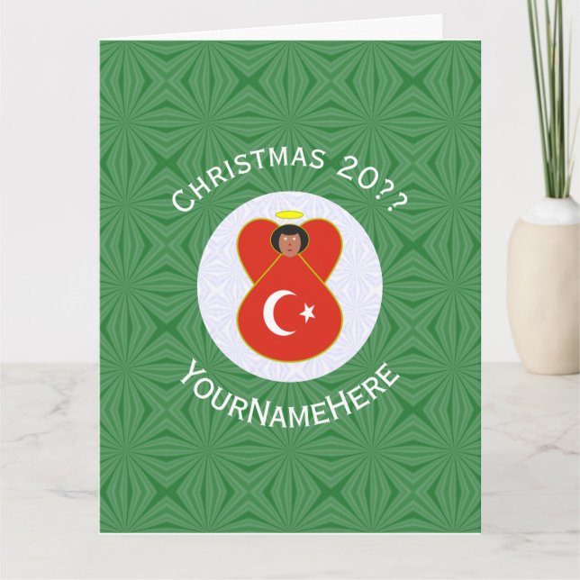 Carte Drapeau de Noël ange turc personnalisé  (Devant)